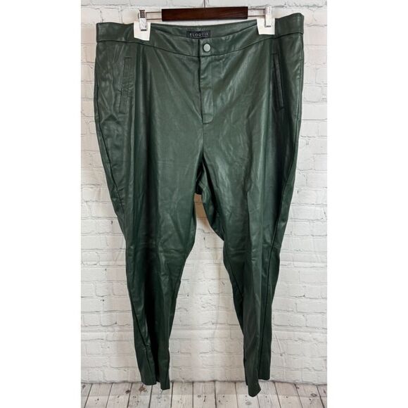 ELOQUII green stretch faux vegan leather cropped ankle pants 24 NWT - Picture 2 of 10